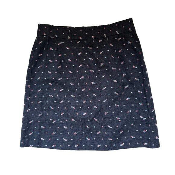 Odille Anthropologie dark gray floral cotton pencil skirt size 14 - Picture 2 of 6